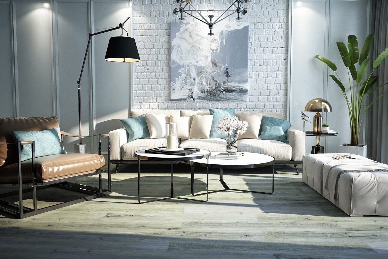 Durato Simple Oakwood – 7″ x 48″ 5mm by Durato, vinyl plank flooring, shown in a room setting (manufacturer image)
