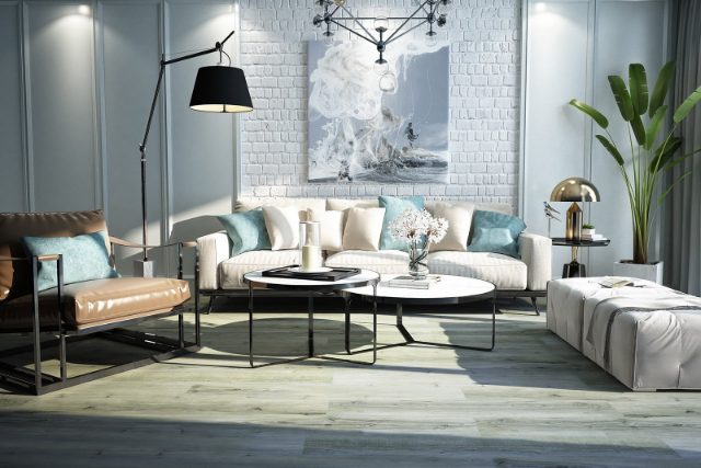 Durato Simple Oakwood – 7″ x 48″ 5mm by Durato, vinyl plank flooring, shown in a room setting (manufacturer image)