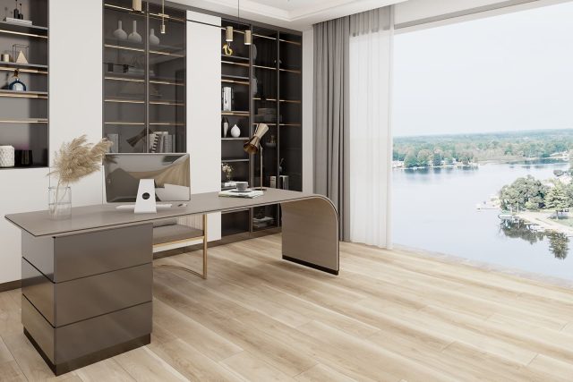 Durato Rowan Simple Engineered – 6.50″x47.83″ Natural by Durato, vinyl plank flooring, shown in a room setting (manufacturer image)
