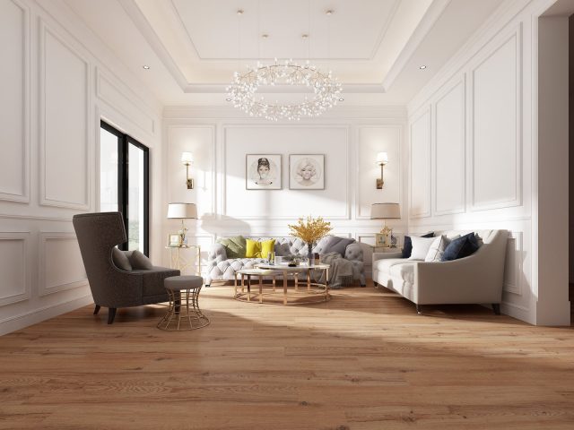 Durato Wentworth Simple Flooring – 7″ x 48″ by Durato, vinyl plank flooring, shown in a room setting (manufacturer image)