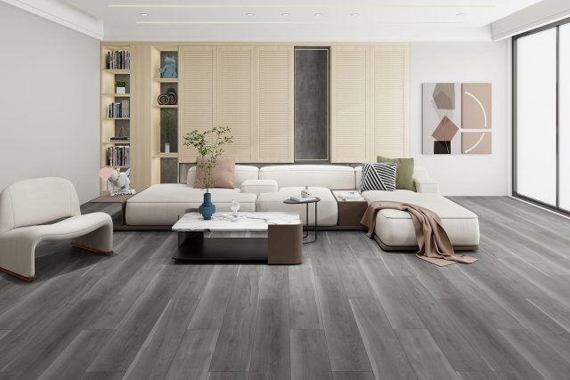 Durato Willow Simple – 6.50″ x 47.83″ 9.5mm by Durato, vinyl plank flooring, shown in a room setting (manufacturer image)