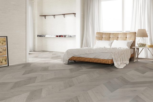 Terra Legno Engineered Simple – Ash Gray 6 1/2″ by Terra Legno, engineered wood flooring, shown in a room setting (manufacturer image)