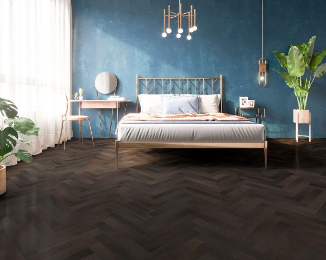 Terra Legno Engineered Black Pearl – 6″ Thickness by Terra Legno, engineered wood flooring, shown in a room setting (manufacturer image)