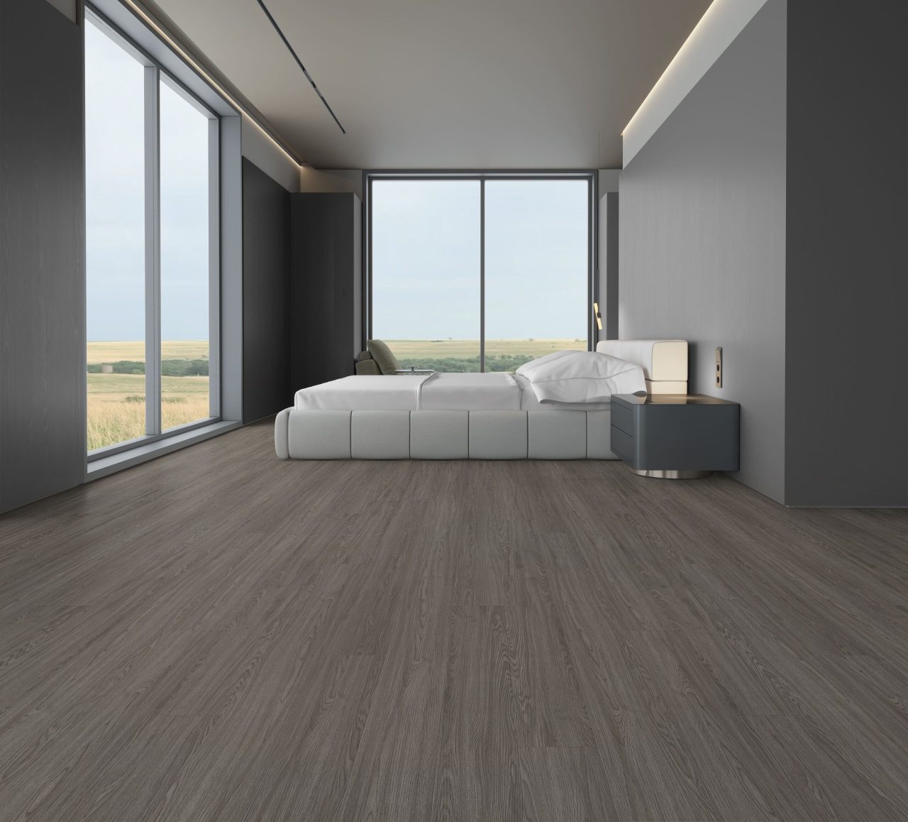 Terra Legno SPC LVT – Clay Gray by Terra Legno, luxury vinyl tile flooring, shown in a room setting (manufacturer image)
