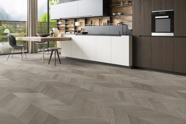 Terra Legno Engineered COBBLESTONE – 6 1/2″ Simple by Terra Legno, engineered wood flooring, shown in a room setting (manufacturer image)