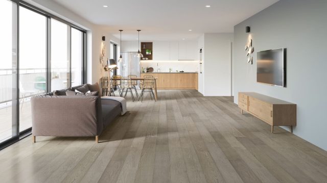 Terra Legno Engineered COBBLESTONE – 6 1/2″ Simple by Terra Legno, engineered wood flooring, shown in a room setting (manufacturer image)