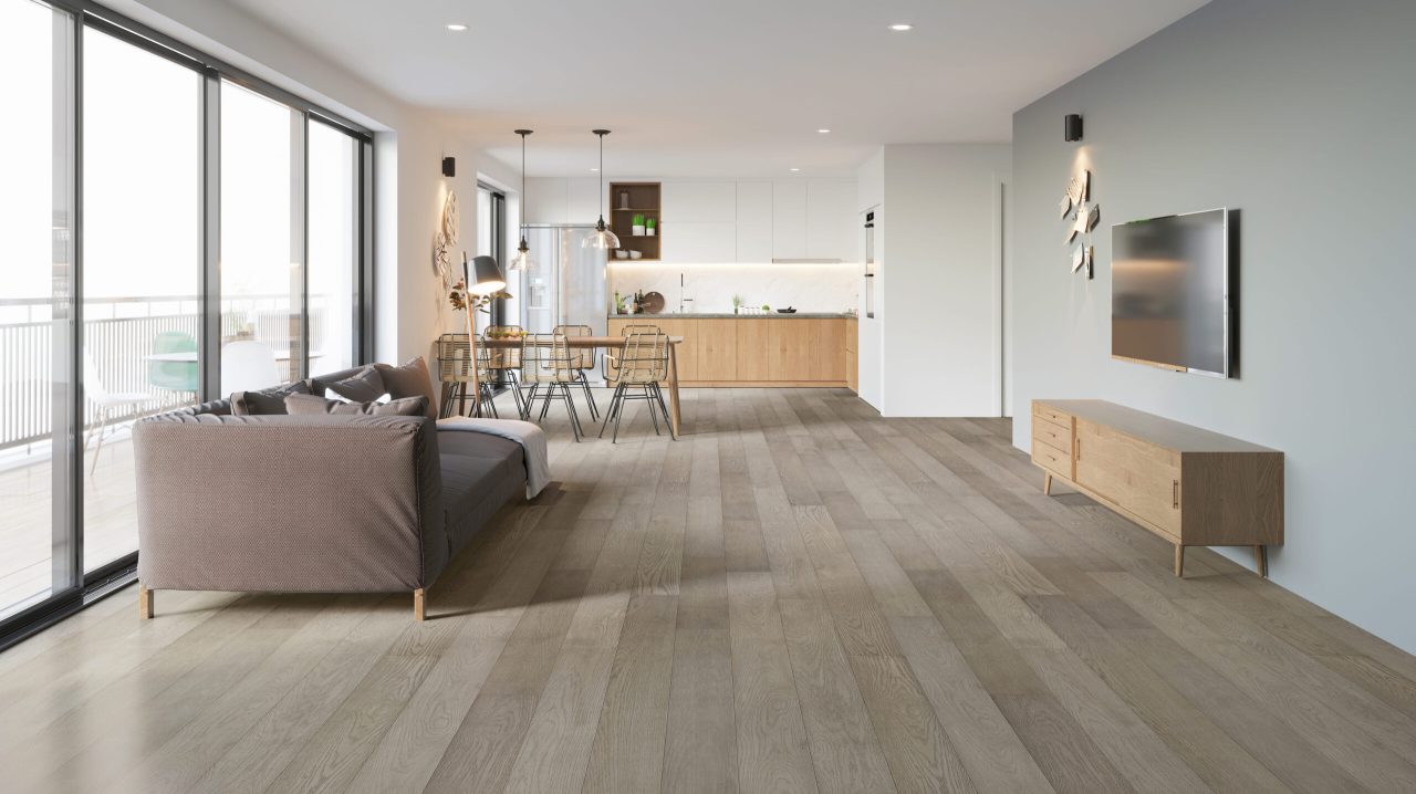 Terra Legno Engineered COBBLESTONE – 6 1/2″ Simple by Terra Legno, engineered wood flooring, shown in a room setting (manufacturer image)