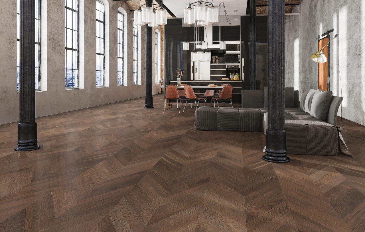 Terra Legno Engineered Simple – Dark Umber 1/2″ by Terra Legno, engineered wood flooring, shown in a room setting (manufacturer image)