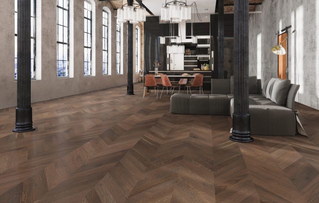 Terra Legno Engineered Simple – Dark Umber 1/2″ by Terra Legno, engineered wood flooring, shown in a room setting (manufacturer image)
