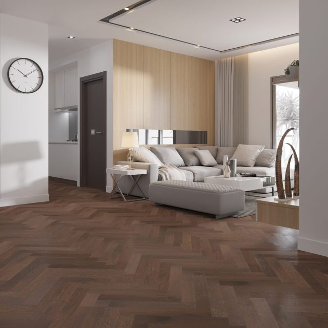 Terra Legno Engineered Simple – Dark Umber 1/2″ by Terra Legno, engineered wood flooring, shown in a room setting (manufacturer image)