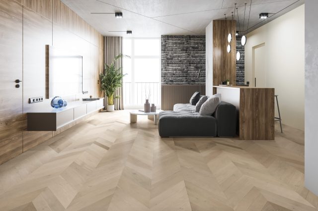 Terra Legno Engineered FOGG – 6 1/2″ Simple by Terra Legno, engineered wood flooring, shown in a room setting (manufacturer image)
