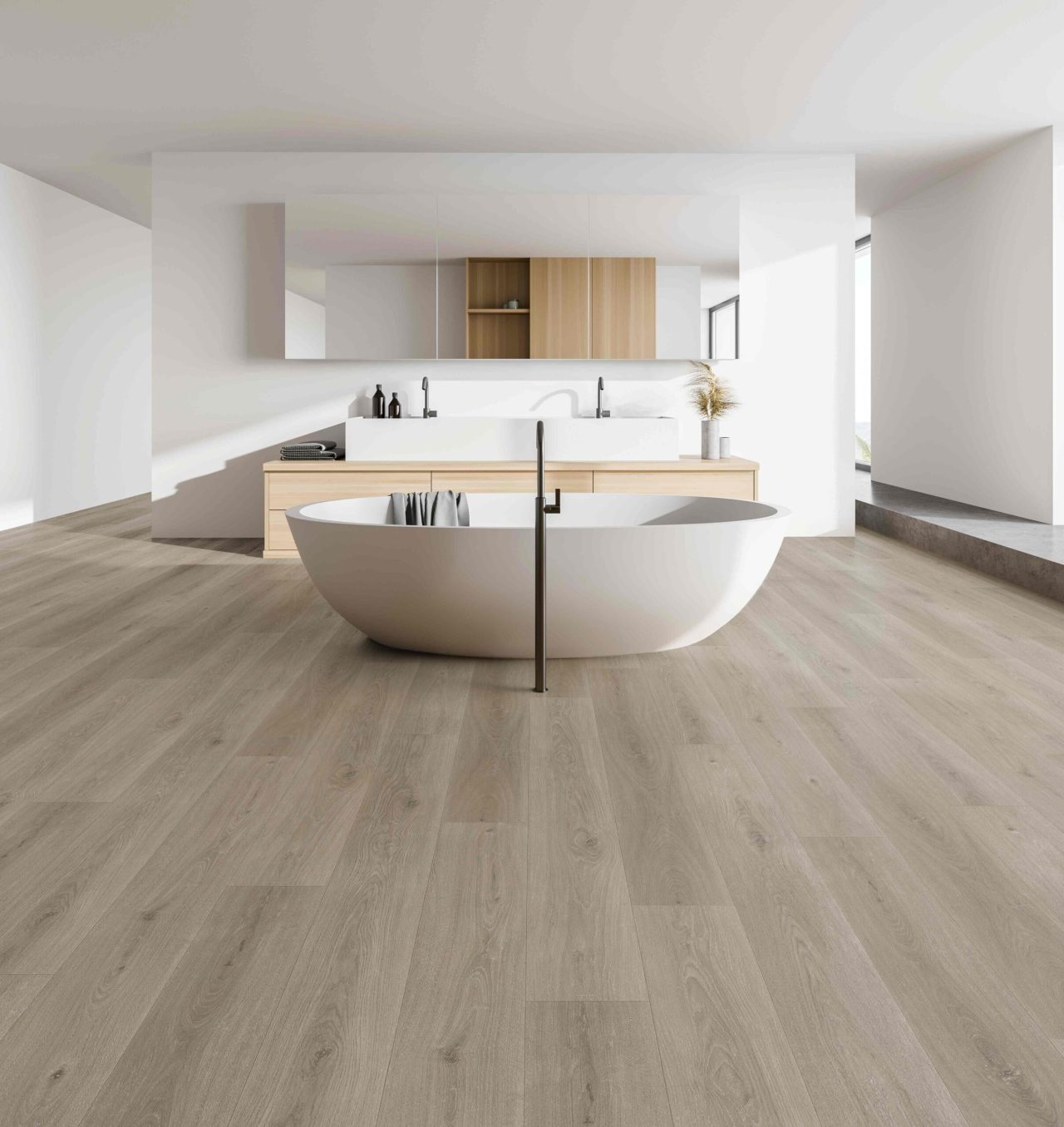 Terra Legno SPC LVT – Gray Taupe by Terra Legno, luxury vinyl tile flooring, shown in a room setting (manufacturer image)