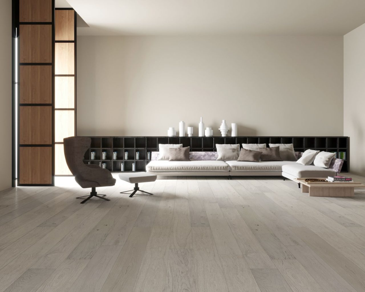 Terra Legno Engineered Oak – Mist 6″ by Terra Legno, engineered wood flooring, shown in a room setting (manufacturer image)