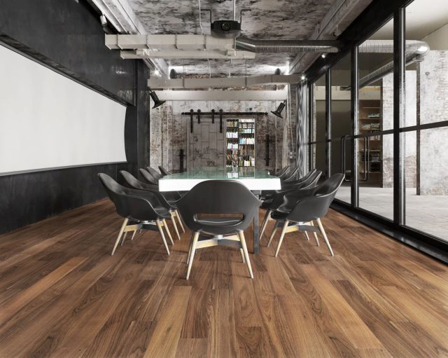 Terra Legno Walnut Rustic – Simple 6″ by Terra Legno, engineered wood flooring, shown in a room setting (manufacturer image)
