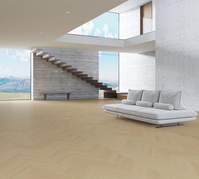 Terra Legno Engineered Zen Light – Simple 6 1/2″ by Terra Legno, engineered wood flooring, shown in a room setting (manufacturer image)